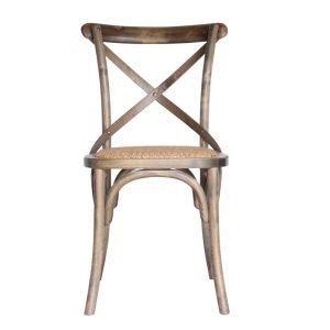 Wedding Event Hire Cross Back Wood Frame Chair With Rattan Seating